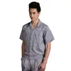 Uau! Roupa de Trabalho de Algodão Personalizada de Verão para Homens e Mulheres, Conjunto de Duas Peças Cinza Fino para Trabalho, Roupa de Trabalho de Sarja Fina Poliéster-Algodão