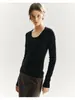 Camiseta de Punto de Lana Merino 60s de Hilo Yangzi Integrado sin Costuras para Mujer H092711