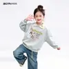 Sudadera de Otoño para Niñas 2026 Nuevo Estilo para Niñas Mayores, Estilo Universitario Holgada de Manga Larga, Conjunto de Otoño Infantil con Cuello Solapa, Top Dulce