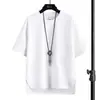 Camiseta Masculina de Manga Curta Pesada Casual Estilo Americano Meia Manga Cor Sólida Gola Redonda Versátil Solta Tamanho Grande Tendência T Primavera e Verão
