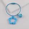 Llavero de Anillo de Alambre con Campana de Color Sólido Transparente Recortado Estrella de Cinco Puntas Colgante de Bolsa Hecho a Mano DIY Joyería