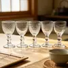 Copa de vidrio para el hogar transfronteriza con patrones grabados, copa de vino pequeña, copa para licores de uso doméstico, juego de cristalería de mini bar de lujo
