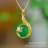 Pingente Cravejado de Calcedônia Verde Gelo Alto Estilo Casal Ágata Dourada Antiga Pingente Cravejado com Diamante Jade Buda Maitreya Venda Quente Transmissão ao Vivo