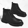 Botas de Invierno para Hombre con Forro de Felpa, Zapatos de Cuero Gruesos de Moda de Caña Alta, Zapatos de Algodón Cálidos, Botas de Nieve para Hombre, Dropshipping