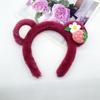 Diadema de Felpa Antideslizante de Dibujos Animados Oso Fresa para Mujer Linda Rana de Ojos Grandes Lavar Cara Presión Cabello Tocado Pinza para el Cabello Banda para el Cabello