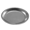 Plato Redondo Extra Grueso de Acero Inoxidable Vintage, Estilo Desgastado, Plato Plano para el Hogar, Charola, Plato para Barbacoa, Plato para Comida Occidental, Plato de Hueso