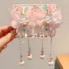 Horquilla floral estilo antiguo para niños, horquilla de princesa tradicional, horquilla con borla estilo chino para niñas pequeñas, accesorio para el cabello Hanfu para niñas
