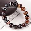 Pulsera de ágata rayada negra natural para hombres y mujeres, pulsera de anillo único de calcedonia de cristal del año de nacimiento de pareja