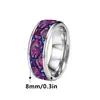 Anillo de Acero Inoxidable Tatuaje de Pez Marino Colorido Psicodélico Anillo Pintado con Ilustración Folclórica Exótica Joyería de Mano con Arte de la Cultura Asiática
