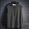 Chalecos Sin Mangas Transfronterizos Camisetas Casuales para Hombre Sudaderas con Capucha de Color Sólido Camisetas con Cordones Sudaderas Hip-Hop para Hombre