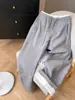 ¡Empuja la grieta de la pared! Pantalones de pierna ancha con cintura de color contrastante para mujer, nuevo estilo invierno, con felpa, pantalones de arroz pegajoso, caída gruesa suave, pantalones casuales pegajosos