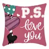 Funda de Almohada Nueva para San Valentín Transfronteriza de Amazon, Cojín para Sofá de Sala de Estar, Funda de Almohada Estampada de Lino para Decoración del Hogar