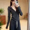 Chegada Nova Outono/Inverno Jaqueta com Capuz e Zíper Duplo Manga Longa Feminina Emagrecedora Estilo para o Trabalho Versátil de Alta Qualidade Top Quente