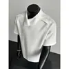 Camiseta de Manga Corta Desestructurada con Solapa Estilo Americano Transfronteriza para Hombre, Marca de Verano de Moda, Tacto de Alta Gama, Color Sólido, Top Casual Holgado