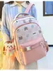 Mochila a cuadros de nuevo estilo, fresca y bonita, con diseño de oso de dibujos animados, a la moda, de colores a juego, para niñas, mochila escolar para estudiantes de secundaria