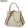 Bolso de mano informal para mujer, bolso diagonal de lona impermeable con primera capa de cuero, bolso de hombro de color sólido, suministro de fábrica desbordante