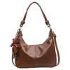 Bolso tipo dumpling de cuero suave con patrón de lichi para mujer, nuevo bolso tote vintage otoño e invierno 2026, bolso cruzado de gran capacidad para el día a día