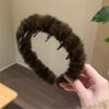 Backwear ~ Elegante Leopard Hair Hoop Feminino 2024 Novo Outono e Inverno Pelúcia Lavagem Facial Pressão Hair Hoop High Cranial Top Hair Card