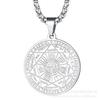 Escritura Religiosa Europea y Americana Siete Ángeles Sello Etiquetado Runa Colgante Acero Inoxidable Redondo Marca Collar Misterioso
