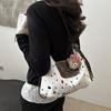 Bolso Estampado para Mujer 2025 Nuevo Otoño e Invierno Vintage Gran Capacidad Hombro Viajero Punto Ondulado Moda Versátil Bolso Tote Casual