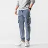Calça Cargo Masculina Stretch Casual Tamanho Grande Estilo Coreano Marca Tendência Jeans Masculino Solto Outono Harlan Calça Longa