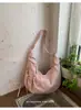 Bolsa de Lona Grande Capacidade Estilo Coreano Ins Preguiçoso Croissant Bolsa Casual Plissada Feminina Bolinho Bolsa de Ombro Único Transversal para o Trabalho