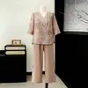 Conjunto de Duas Peças com Blusa Estampada e Calça de Corte Reto para Mulheres de Meia-Idade e Idosas no Dia das Mães, Novo Conjunto de Verão para Mãe, Novo Conjunto Estilo Chinês