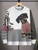 Suéter Masculino Outono e Inverno Transfronteiriço Gola Redonda Moda Novo Pulôver Estampado de Gato Digital 3D Jaqueta Casual Masculina