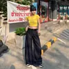 Jeans Retrô Solto de Perna Larga Novo Verão 2025 para Mulheres Cintura Alta Emagrecedor Caimento Pantalona Reta Comprimento Total
