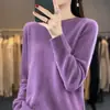 2026 Primavera Básico Gola Redonda Cor Sólida Andy Veludo Slim Fit Comutador Feminino Tricô Manga Longa Top