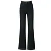 Jeans Acampanados 2066 con Forro Polar, Engrosados, Ligeramente Acampanados, de Cintura Alta, Adelgazantes, Casuales, Versátiles, Negros, para Mujeres de Mediana Edad, Estilo Mamá