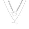Collar de Cadena OT Simple de Moda de Doble Capa Diseño Nicho Elegante de Alta Gama Versátil Aleación en Capas Collar Largo