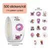 500 Pegatinas, 14 Hojas de Pegatinas Reutilizables para Casa de Muñecas en Rollo para Decorar Teclados, Patinetas, Cascos, Venta al por Mayor de Pegatinas Transfronterizas