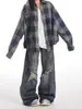 Jeans de Pierna Ancha Rasgados Estilo Páramo Lavado Retro Americano para Hombres y Mujeres Pantalones Rectos Caídos de Primavera y Otoño para Parejas