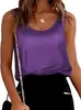 Camisa sin mangas de satén de marca independiente de Amazon para mujer, cuello redondo, top sin mangas de satén de exportación de alta elasticidad, adecuado para ir al trabajo y se puede usar al aire libre