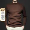 Suéter de lana para hombre, de color liso, de manga larga y cuello alto, informal, a la moda, combina con todo, agradable para la piel.