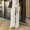 LS Marca NuevaEtiqueta Negra Minimalista Marca Grande Otoño Nueva Llegada Simples Versátiles Rectos Casuales Pantalones 30751-1#