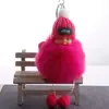 Llavero de muñeca linda durmiendo, lindo colgante de bola de pelo de bebé de dibujos animados, llavero de coche, adornos para bolsa, venta al por mayor