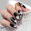 24 Piezas Gato Negro Ojo de Gato Mariposa 3D Uñas Postizas Presiona Hacia Abajo Atmósfera Suave Forma Almendra Uñas Postizas Terminadas Venta al por Mayor