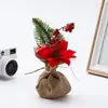 Navidad Artificial Pequeño Cedro Mini Árbol de Navidad Escritorio Copo de Nieve Piña Decoración del Hogar Adorno Mini Árbol de Navidad
