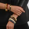 B3524 Pulseira de Resina Gradiente Artística Vintage Nova Transfronteiriça para Mulheres, Pulseira Redonda de Resina Geométrica Personalizada Estilo Ins