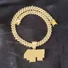 Pendente Letra 4Pf Hip-Hop Full Diamond Vendido Quente Versátil Moda Liga de Zinco Strass Joias Fornecimento Exclusivo Transfronteiriço