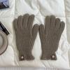 Guantes de Punto Nuevos de Invierno Dongdaemun 2025 Estilo Coreano Ins Color Sólido Estudiante Pantalla Táctil Tejidos de Cinco Dedos