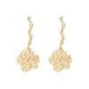 Brincos de flores de liga longa estilo europeu e americano simples e elegante para férias, brincos de flores de galhos estilo frio retrô para mulheres