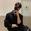 Cárdigan clásico de punto para hombre con solapas, suéter de punto de corte holgado estilo coreano, chaqueta suéter versátil de moda, cárdigan de botones frontales