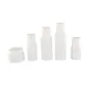 Em estoque conjuntos de frascos de vidro redondos e chatos de 30-150ml, frasco de loção de 100ml, frasco de creme de 20g/50g, frascos vazios para skincare