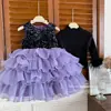 Vestido de Niña Otoño e Invierno 2026 Nuevo Elegante Tejido Peludo Parte Superior Sin Mangas Vestido de Forro Polar