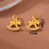 Accesorios Antiguos Vietnamitas de Oro de Arena Alta Retención de Color Cuentas Espaciadoras Colgante de Zirconio Incrustado de Durazno Cadena de Extensión para Pulsera y Collar Joyería DIY