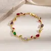 Pulseira de Cobre Europeia e Americana Transfronteiriça com Galhos, Folhas e Pétalas Incrustados de Zircônia; Joia de Pulseira de Luxo de Alta Qualidade com Design de Folha e Tulipa
