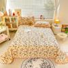 Inverno engrossado veludo de leite renda capa de cama de três peças única peça acolchoada veludo capa de cama tatami lençóis atacado